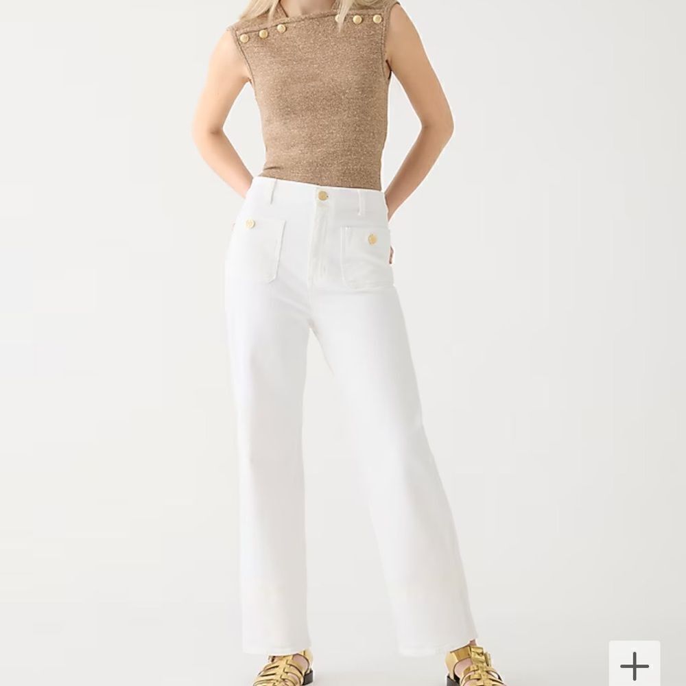 J. Crew Sailor slim wide-leg jean in white - Picture 2 of 10